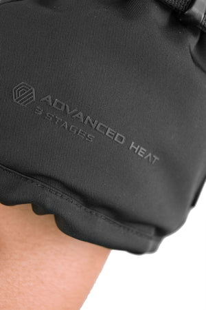 Close-up of the cuff on the Reusch Advanced Heat R-TEX® XT Mitten, featuring the Advanced Heat 3 Stages logo.